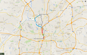Map of Bobby Jones Commute. 2016, Google Maps.