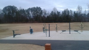One side of the new outdoor gym equipment