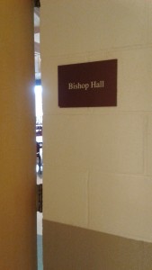 The sign it is Bishop Hall