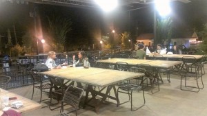 Outdoor seating at the "Living Room" area of Krog Street Market has no smoking allowed