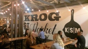 Long tables inside Krog Street Market encourage patrons to sit together