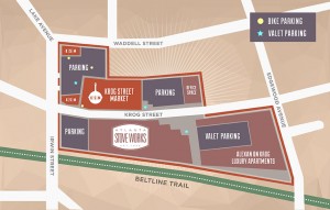 Map of Krog Street Market showing close proximity to the Atlanta Beltline