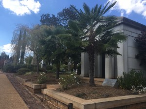 Mausoleum with landscape in the middle of the cemetery