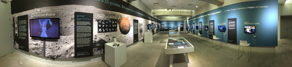 Science and medical exhibition room panorama.