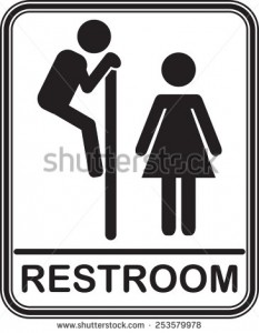 Male attempting to enter female restroom. 