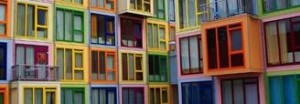 A colorful apartment building in Europe. 