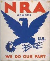 NRA Blue Eagle poster, one of the most common images associated with the NIRA. (Credit: US Govt. Agency)