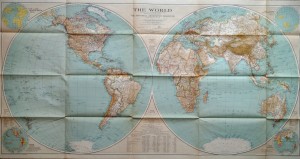 A National Geographic map of the world circa 1935
