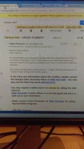 Email on one of the armed robberies in the Library