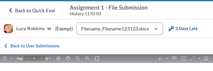 A drop-down menu that allows instructors to select a file as part of a submission.