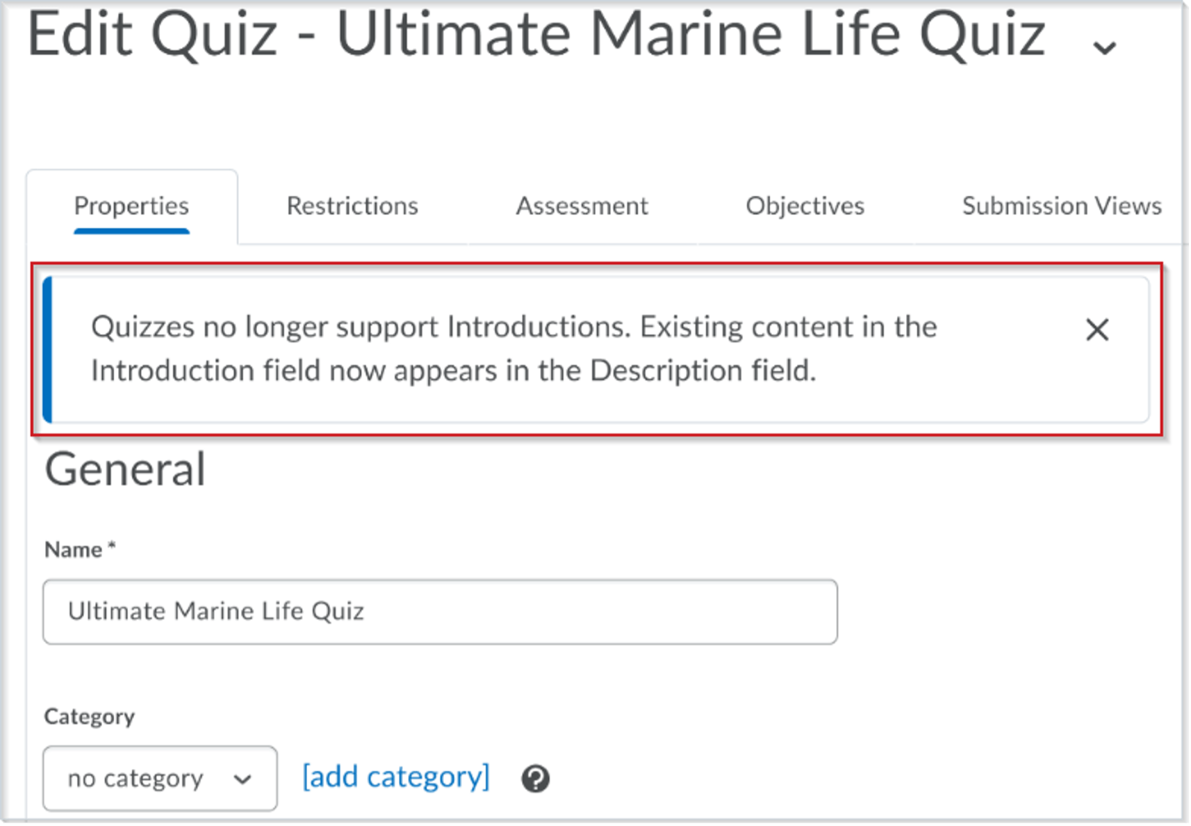 Quiz Introduction Field Message