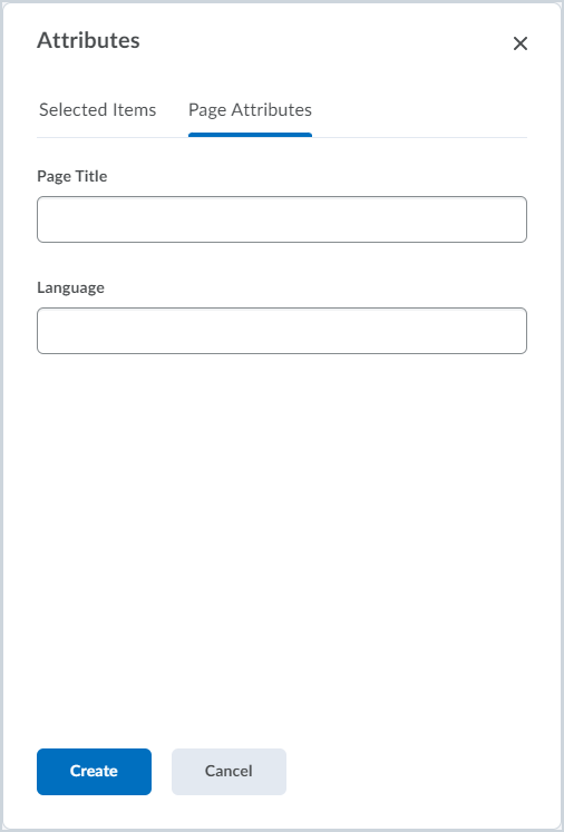 Image of the new Page Attributs menu in the Brightspace Editor