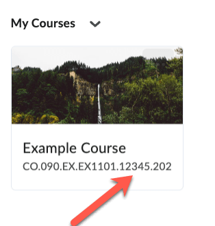 Image of a tile on the My Courses widget highlighting the CRN.