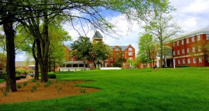 Morehouse College walkway and open grass area