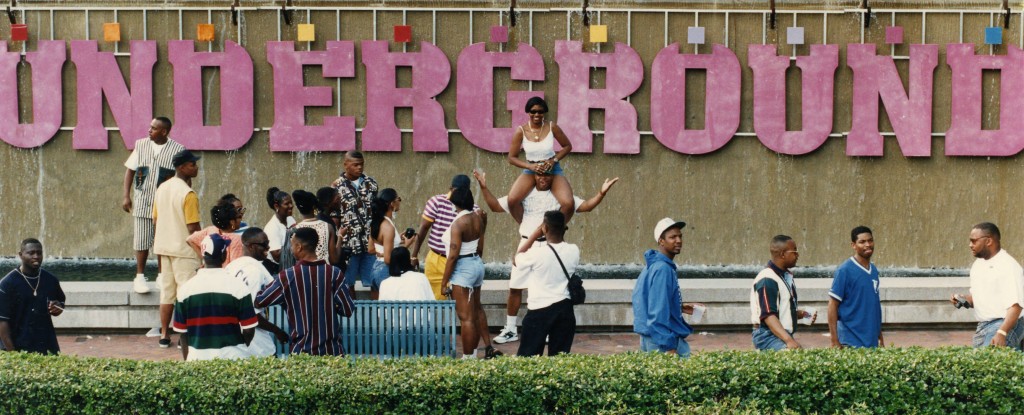 Marlene Karas, "African American college students posing outside of Underground Atlanta during Freaknik, Atlanta, Georgia, April 23, 1994." Atlanta Journal-Constitution Photographic Archive, Georgia State University Library.