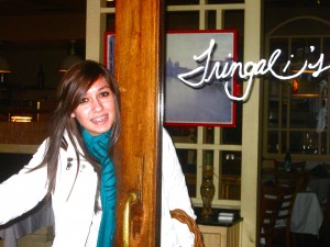 Lauren Tringali at the entrance of Tringali's Ristorante Italiano. Photograph taken by Sandi Tringali on December 23, 2008.