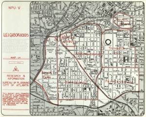 Map of Atlanta Neighborhood Planning Unit V, 1976. Planning Atlanta City Maps Collection, Georgia State University Library. Courtesy of Georgia State University. 