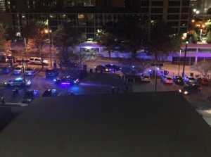 Police in Piedmont Dorm parking lot the night of shooting.