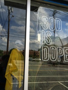 God Is Dope Pop up shop window, Edgewood Ave NE