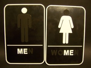 Unisex bathroom sign, accommodating to the transgender community. 
