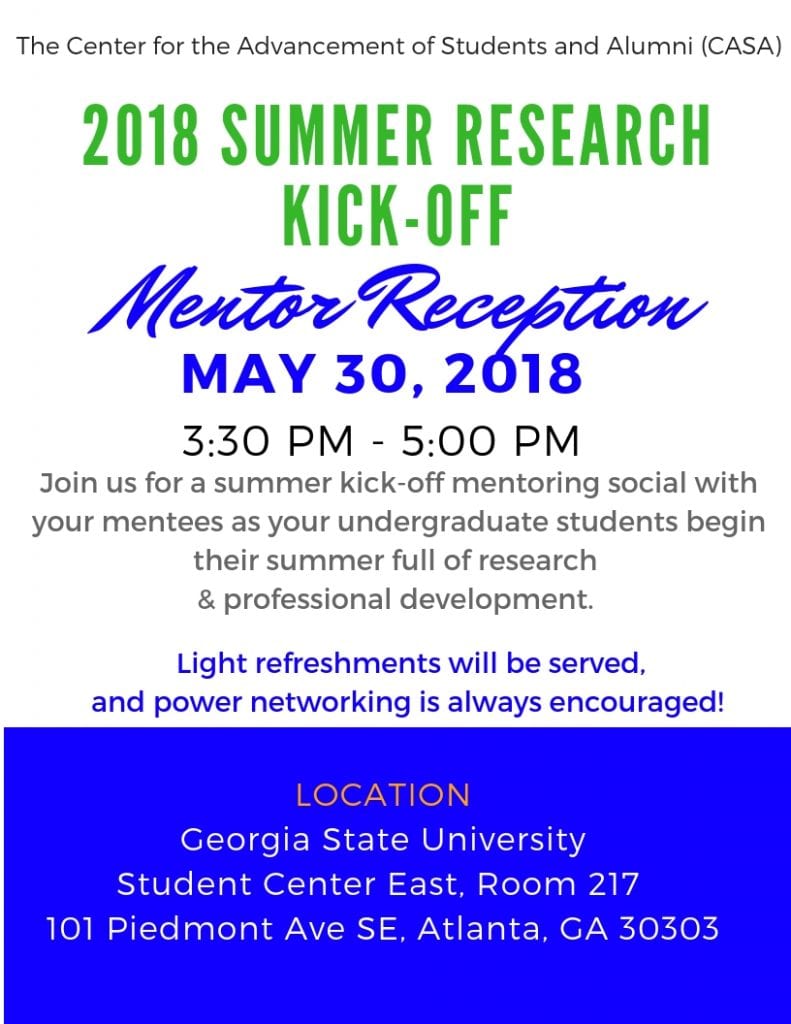 2018 Summer Research Kick-Off: Mentor Reception