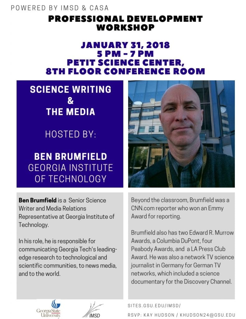 Science Writing  & The Media:  hosted by Ben Brumfield, Georgia Institute of Technology