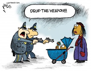 News Paper cartoon from Washington Post that illustrates police brutality.
