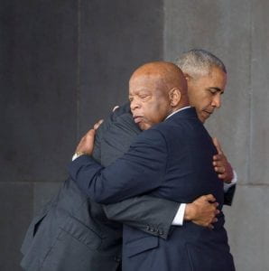 John Lewis embracing President Obama